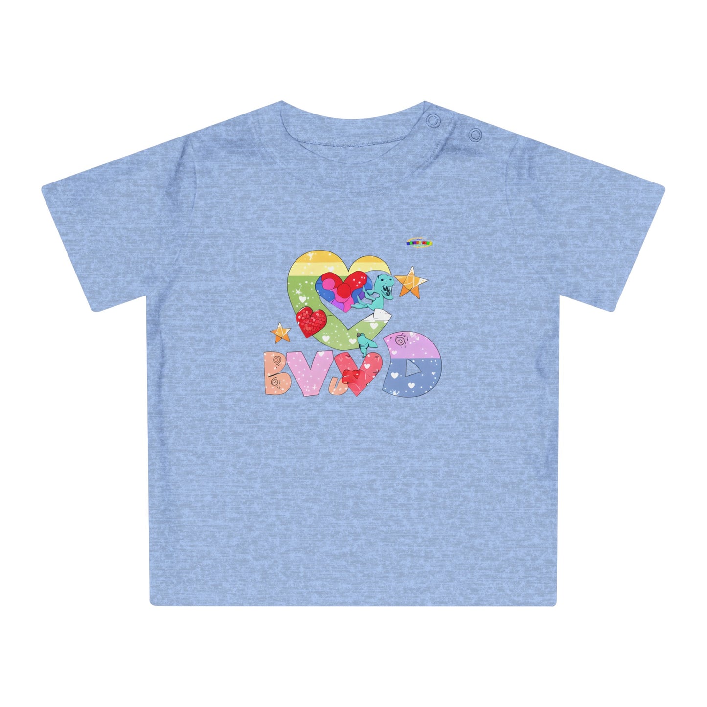 Cute Roaring Love Dino Graphic Baby T-Shirt-mybrigtsideclothing.com