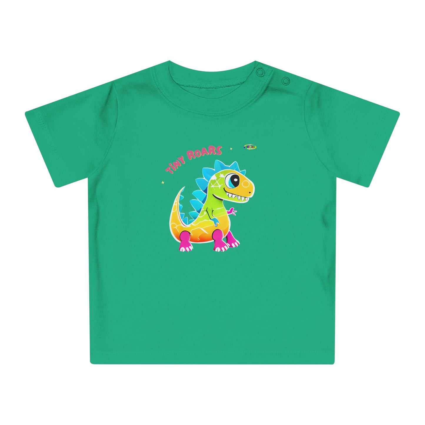 Cute Tiny Roars colourful baby dino  Logo Baby T-Shirt -MyBrightSideClothing