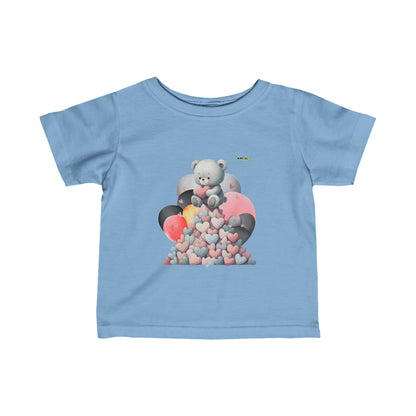 Cute Pastel Teddy \Bear Heart Graphic Infant Fine Jersey Tee-My Bright Side Clothing