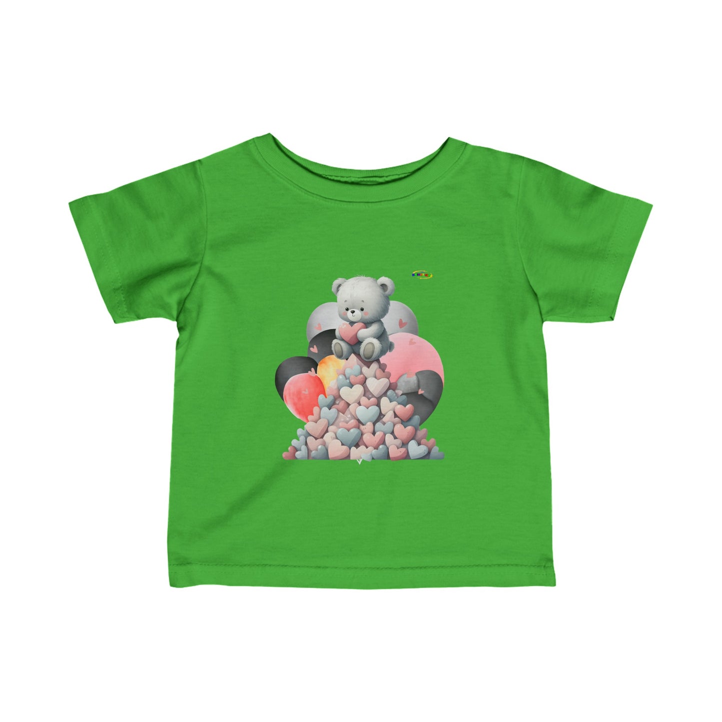 Cute Pastel Teddy \Bear Heart Graphic Infant Fine Jersey Tee-My Bright Side Clothing