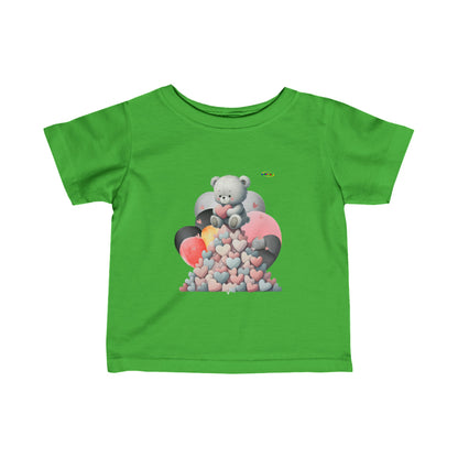 Cute Pastel Teddy \Bear Heart Graphic Infant Fine Jersey Tee-My Bright Side Clothing