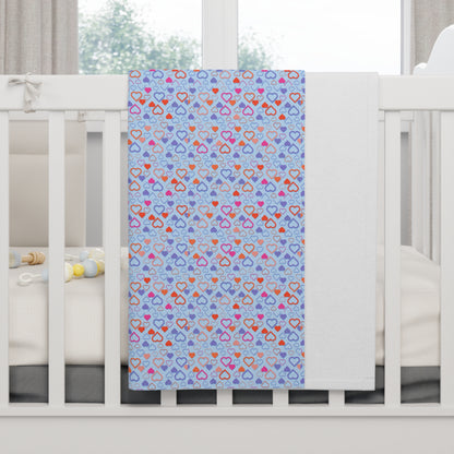 Cute Blue and Pink Pastel Heart Pattern Soft Fleece Baby Blanket--My Bright Side Clothing