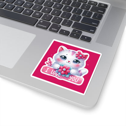 Cute and Sweet Happy Valentines Kitten-Kiss-Cut Sticker-My Bright Side Clothing