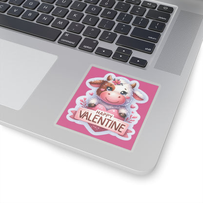 Cute and Sweet Happy Valentines Cow Kiss-Cut Sticker-My Bright Side Clothing