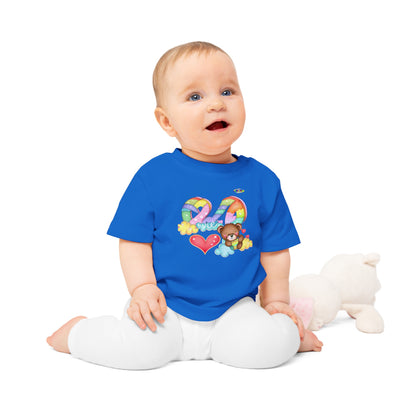 Cute Rainbow Heart Teddy Bear Graphic Baby T-Shirt-mybrightsideclothing.com