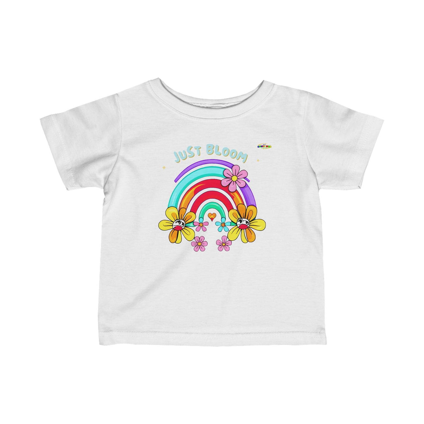 Cute Just Bloom flower rainbow Logo Infant Fine Jersey Tee-MyBrightSideClothing