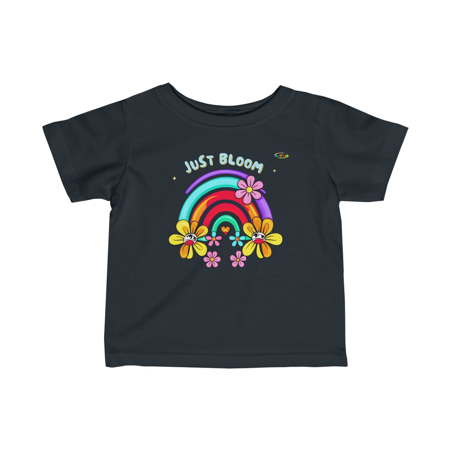 Cute Just Bloom flower rainbow Logo Infant Fine Jersey Tee-MyBrightSideClothing