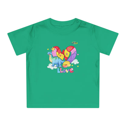 Cute Rainbow Heart Dino Graphic Baby T-Shirt-mybrigtsideclothing.com