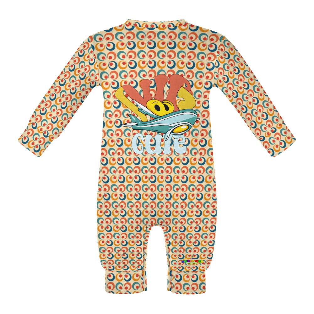 Groovy Pattern and Baby Plane Graphic  Baby Romper  -My Bright Side Clothing