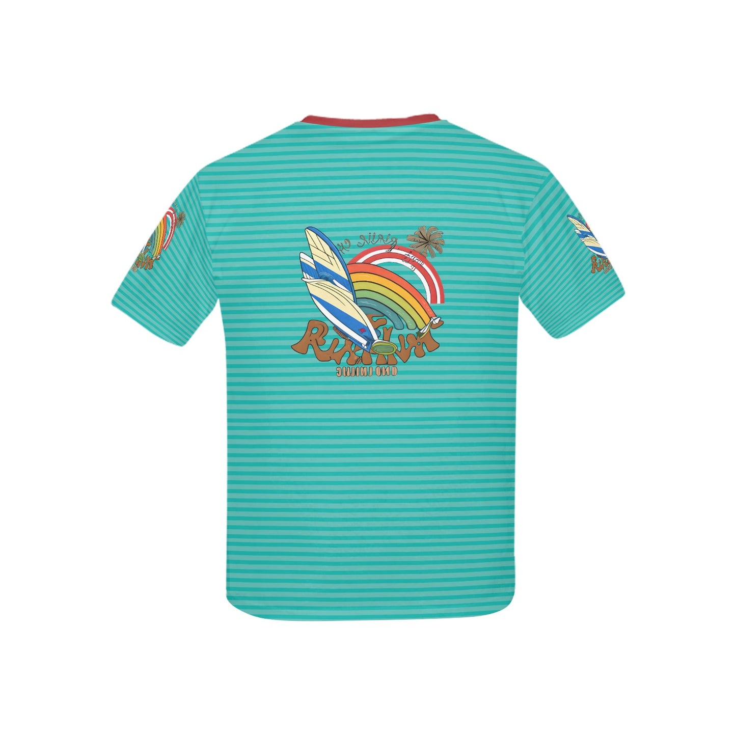 Teal Retro Riding the wave life logo Children's T-Shirt-My Bright Side Clothing