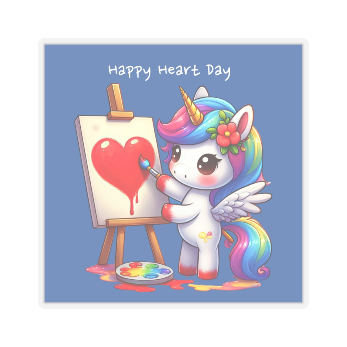 Cute and Sweet Happy Valentines Unicorn Kiss-Cut Sticker-My Bright Side Clothing