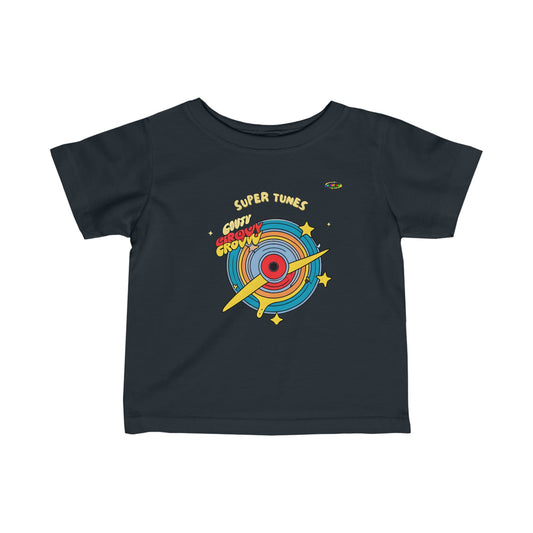 Cute super tunes groovy record Logo Infant Fine Jersey Tee-MyBrightSideClothing