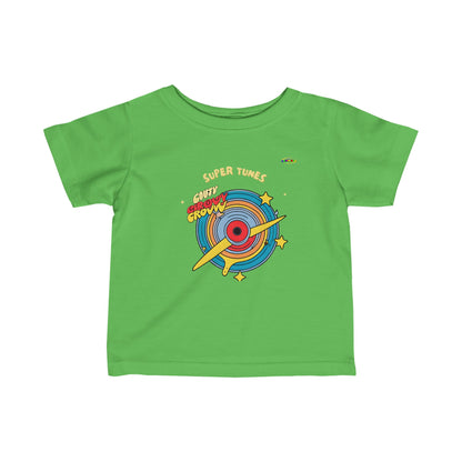 Cute super tunes groovy record Logo Infant Fine Jersey Tee-MyBrightSideClothing