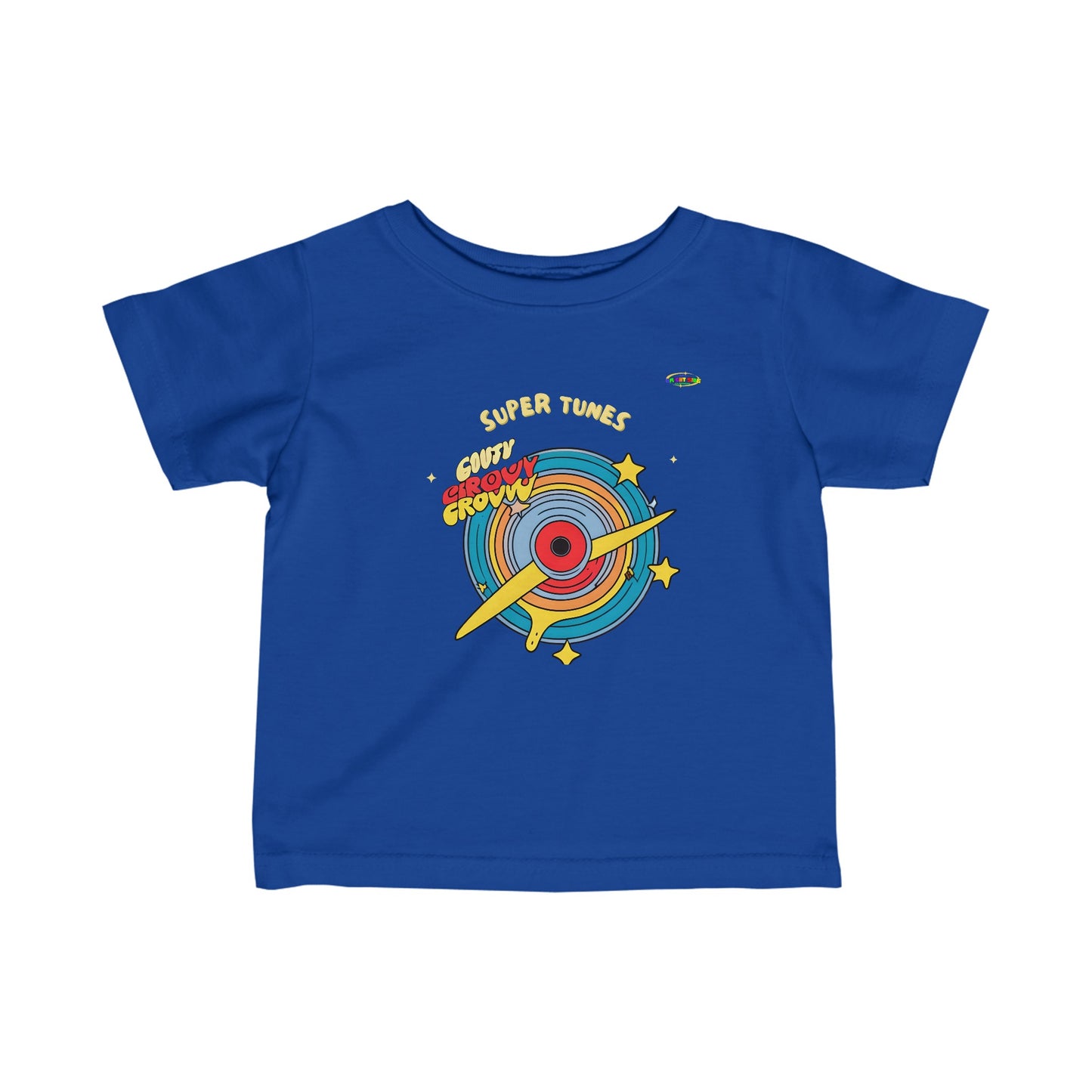 Cute super tunes groovy record Logo Infant Fine Jersey Tee-MyBrightSideClothing