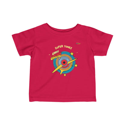 Cute super tunes groovy record Logo Infant Fine Jersey Tee-MyBrightSideClothing