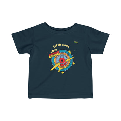 Cute super tunes groovy record Logo Infant Fine Jersey Tee-MyBrightSideClothing