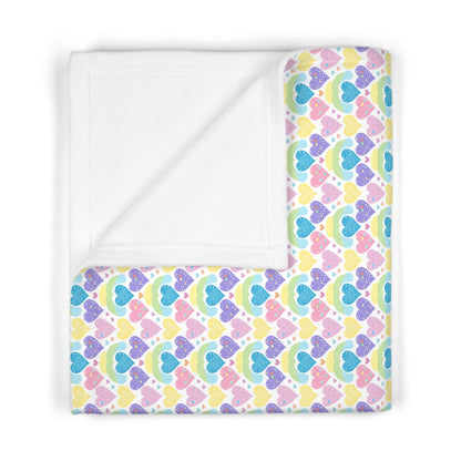 Pastel Rainbow Heart Pattern Soft Fleece Baby Blanket-My Bright Side Clothing