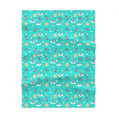 Cute Teal Baby Elephant Pattern Soft Fleece Baby Blanket--My Bright Side Clothing