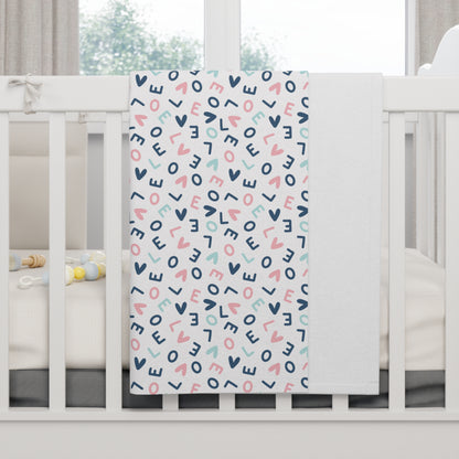 Love Pattern Soft Fleece Baby Blanket-MyBrightSideClothing