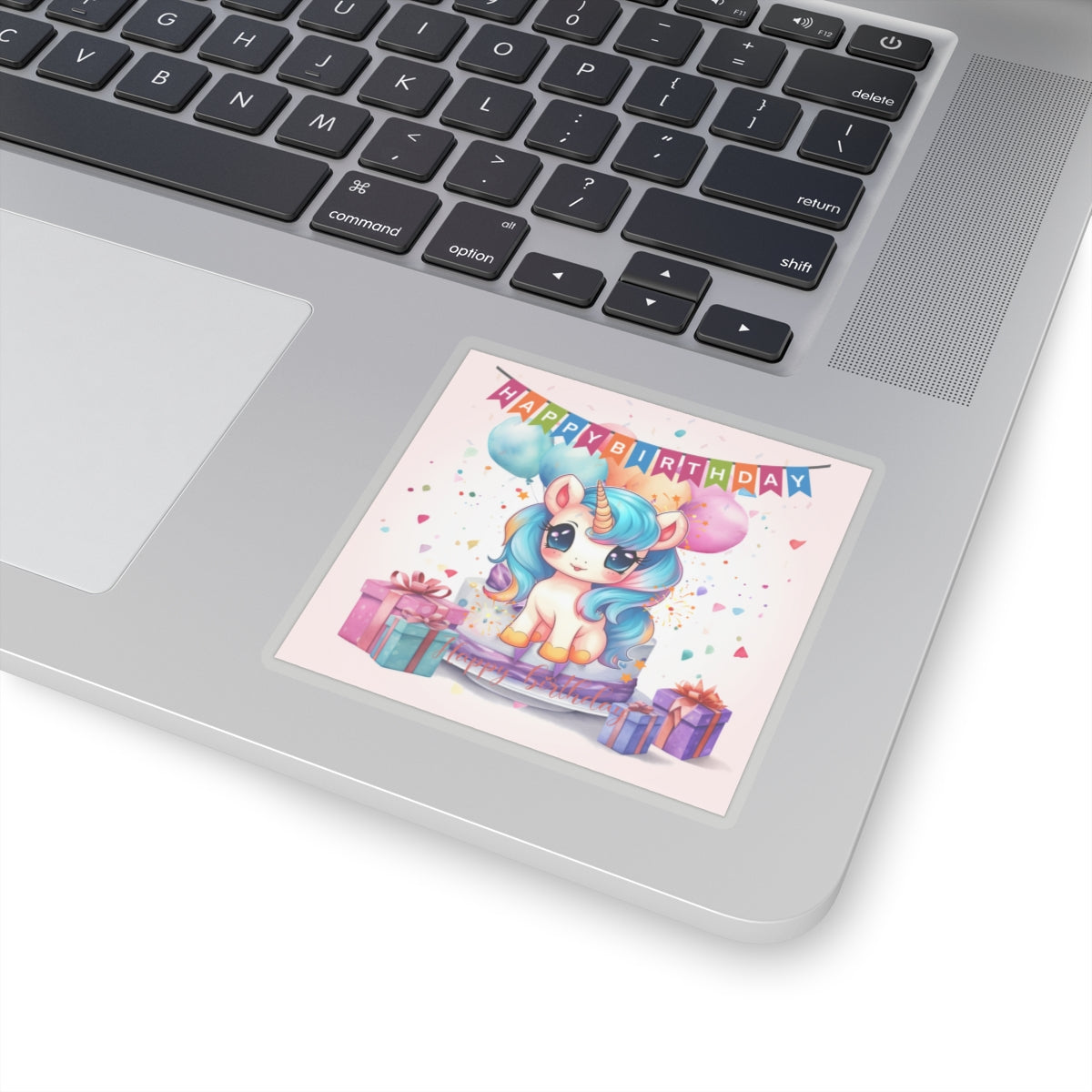 Cute Happy Birthday Pastel Unicorn Kiss-Cut Sticker--My Bright Side Clothing