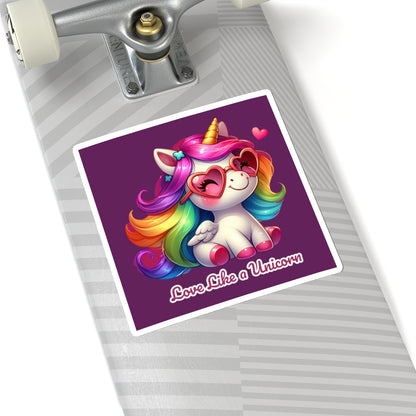 Cute and Sweet Happy Valentines Unicorn Kiss-Cut Sticker-My Bright Side Clothing