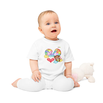 Cute Rainbow Heart Teddy Bear Graphic Baby T-Shirt-mybrightsideclothing.com