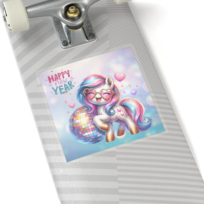 Happy New Year Pastel Unicorn Kiss-Cut Sticker-My Bright Side Clothing