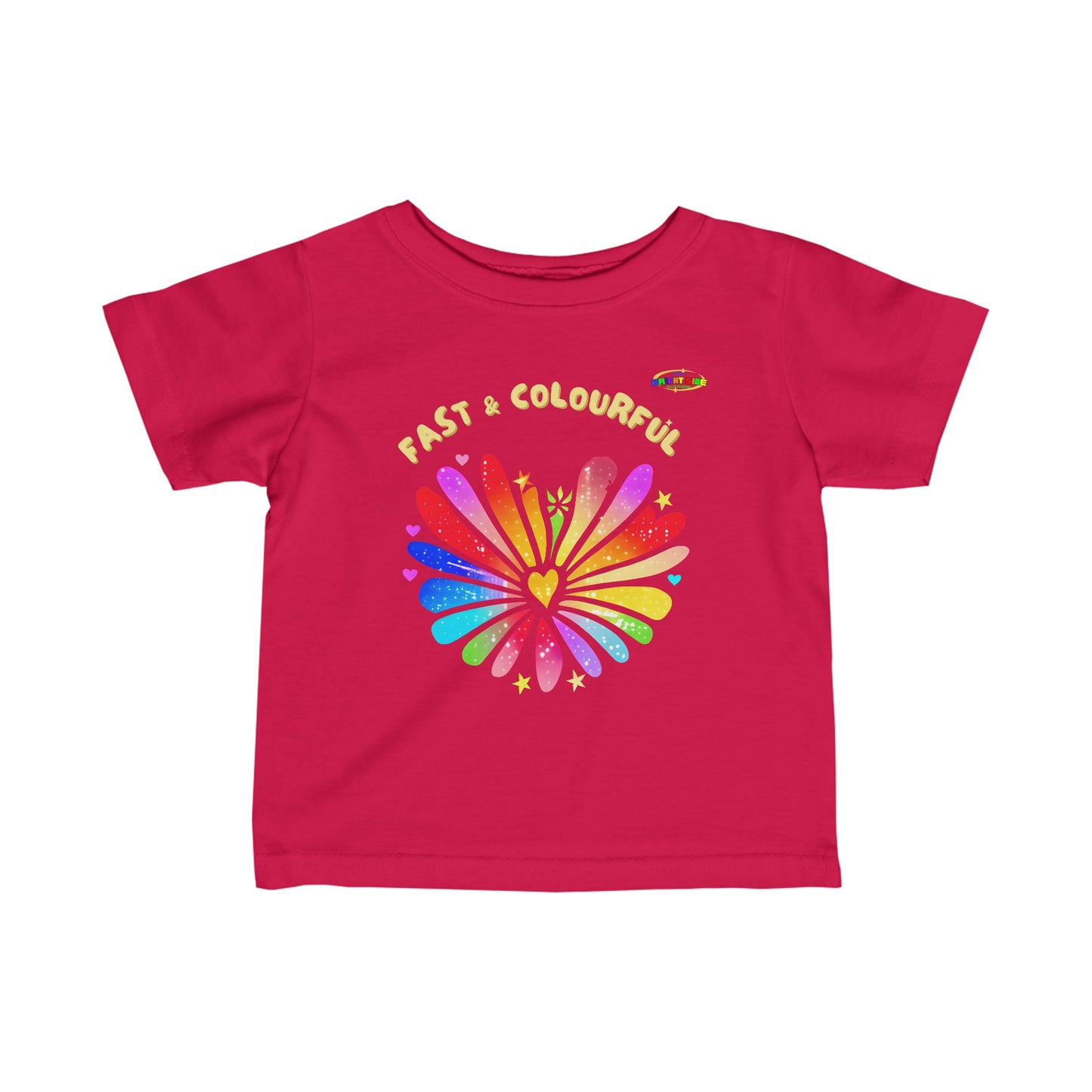 Love is fast and colourful rainbow heart Logo Infant Fine Jersey Tee-MyBrightSideClothing