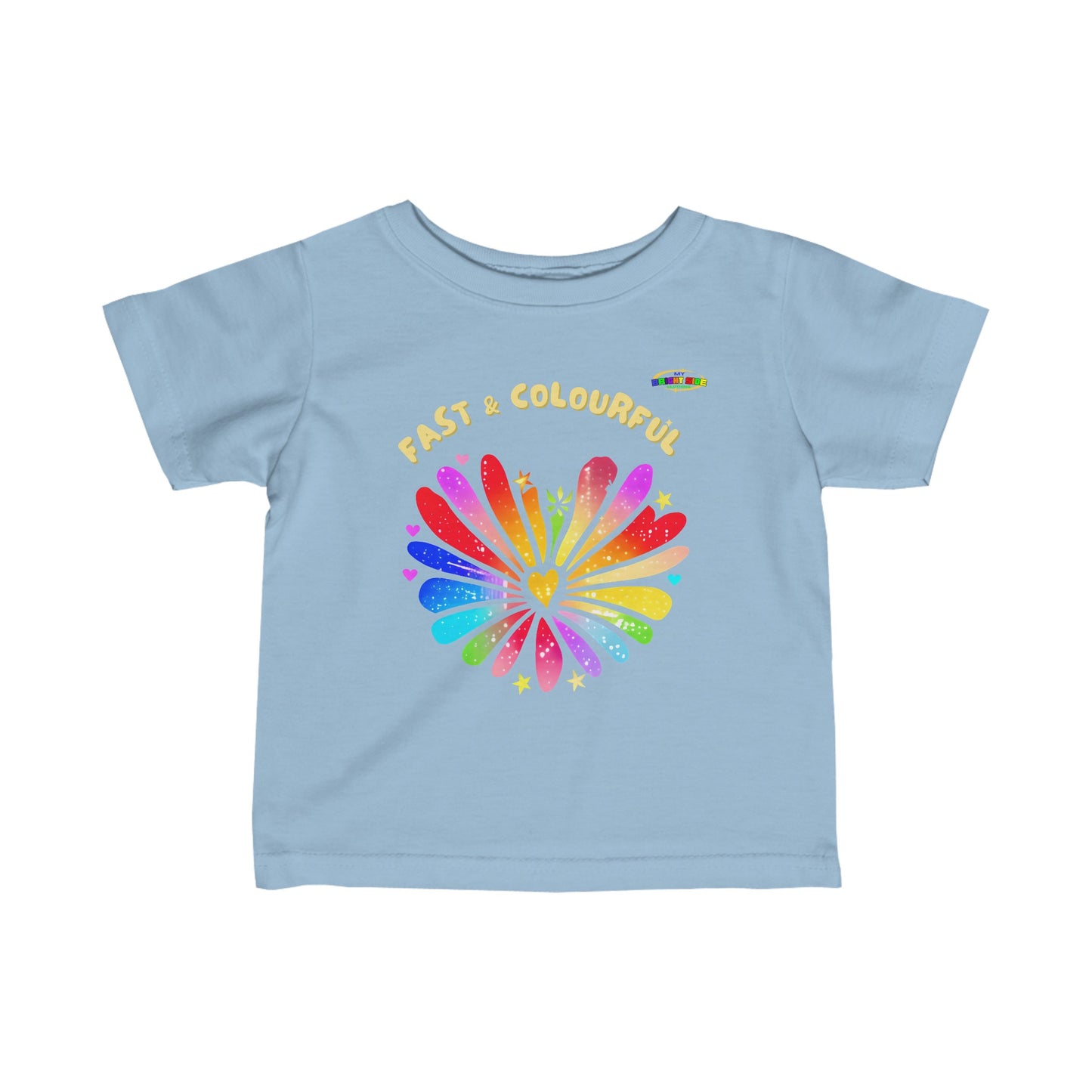 Love is fast and colourful rainbow heart Logo Infant Fine Jersey Tee-MyBrightSideClothing