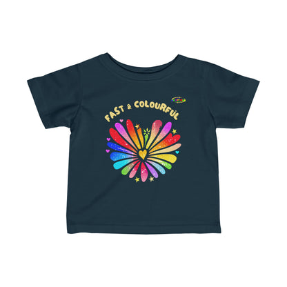 Love is fast and colourful rainbow heart Logo Infant Fine Jersey Tee-MyBrightSideClothing