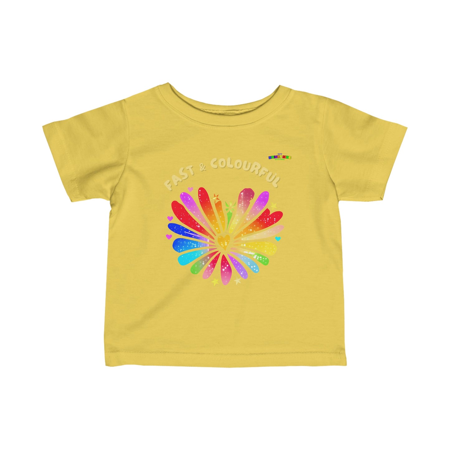 Love is fast and colourful rainbow heart Logo Infant Fine Jersey Tee-MyBrightSideClothing