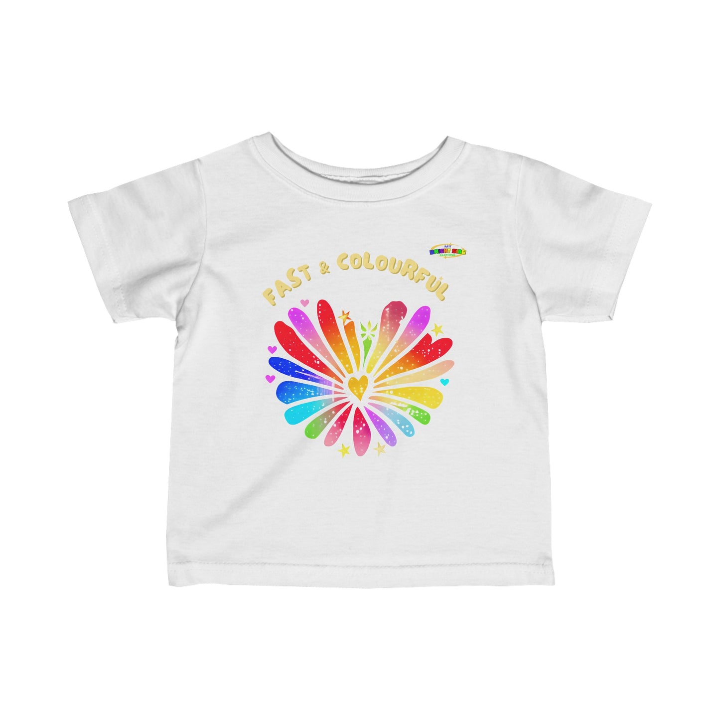 Love is fast and colourful rainbow heart Logo Infant Fine Jersey Tee-MyBrightSideClothing