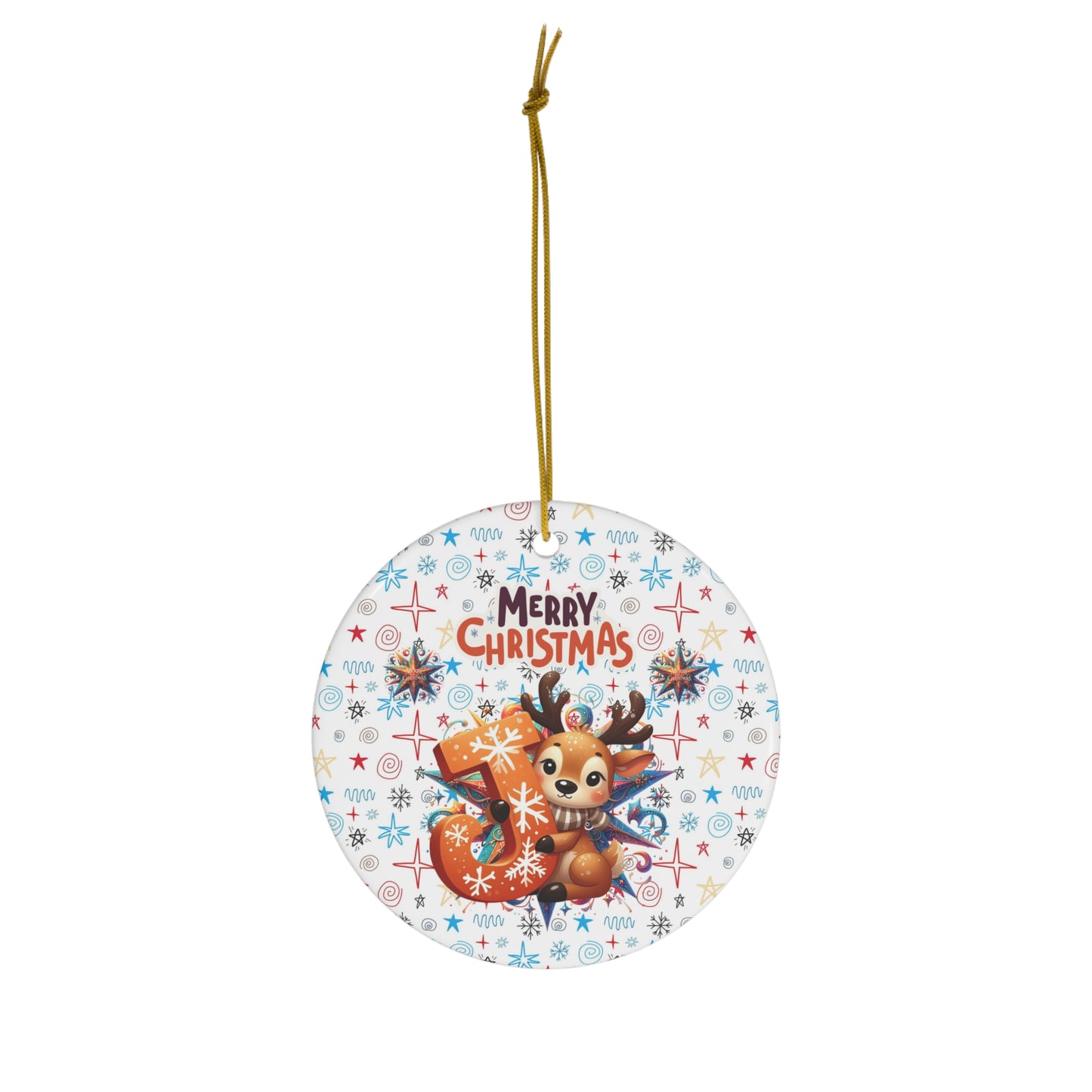 Letter J Cute Reindeer ceramic ornament(A-Z Collection)-My Bright Side Clothing