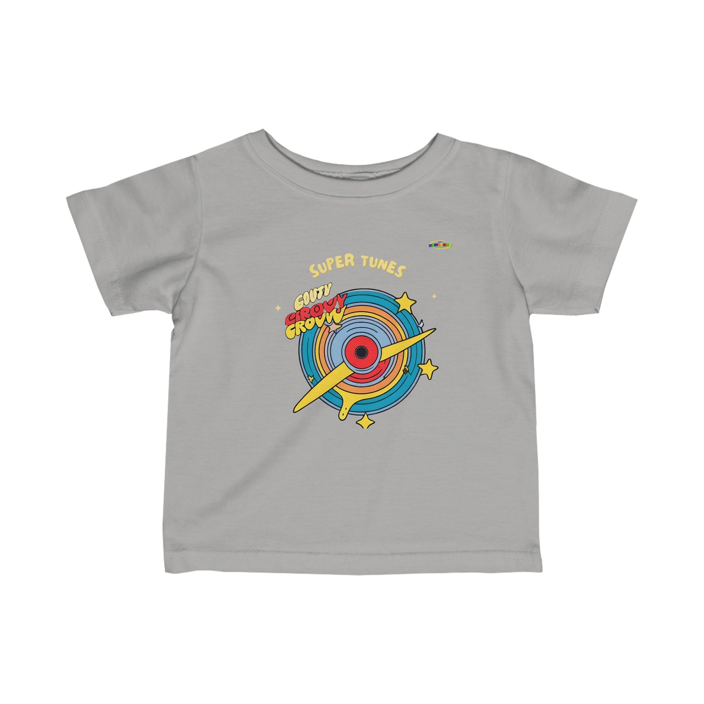 Cute super tunes groovy record Logo Infant Fine Jersey Tee-MyBrightSideClothing