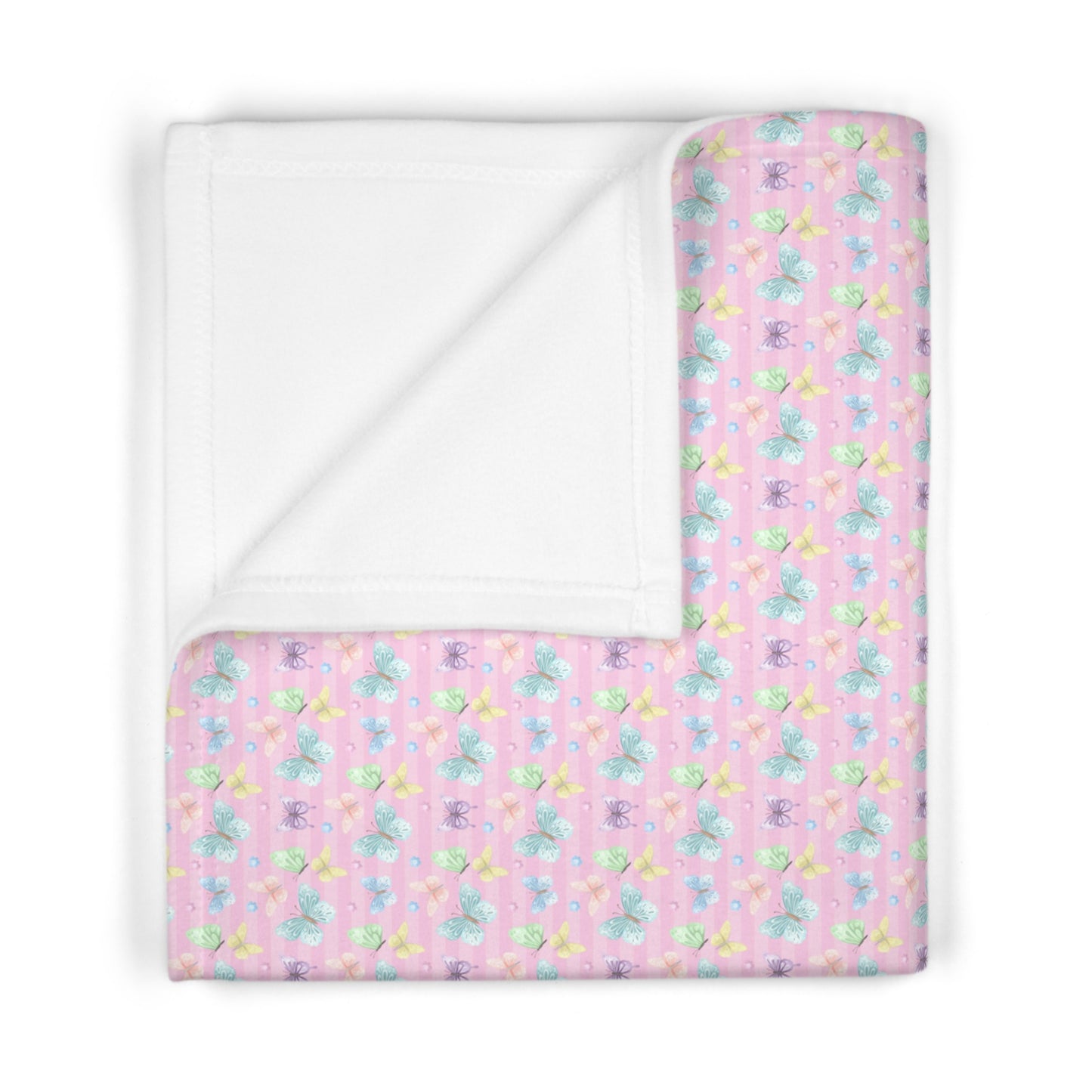 Cute Pastel Pink Butterfly Pattern Soft Fleece Baby Blanket-My Bright Side Clothing