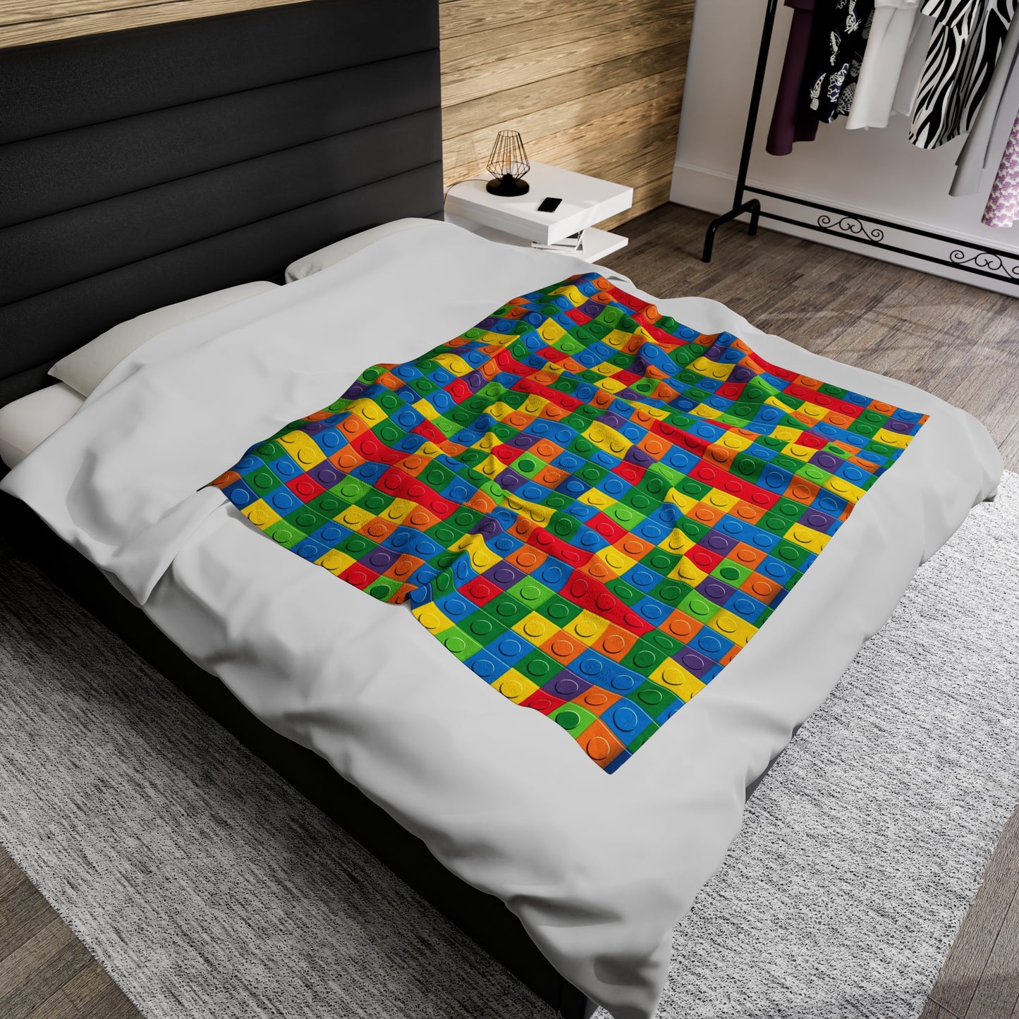 Colourful Lego  plush velveteen blanket-My Bight Side Clothing