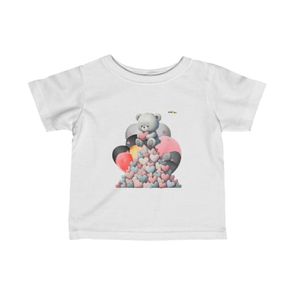 Cute Pastel Teddy \Bear Heart Graphic Infant Fine Jersey Tee-My Bright Side Clothing