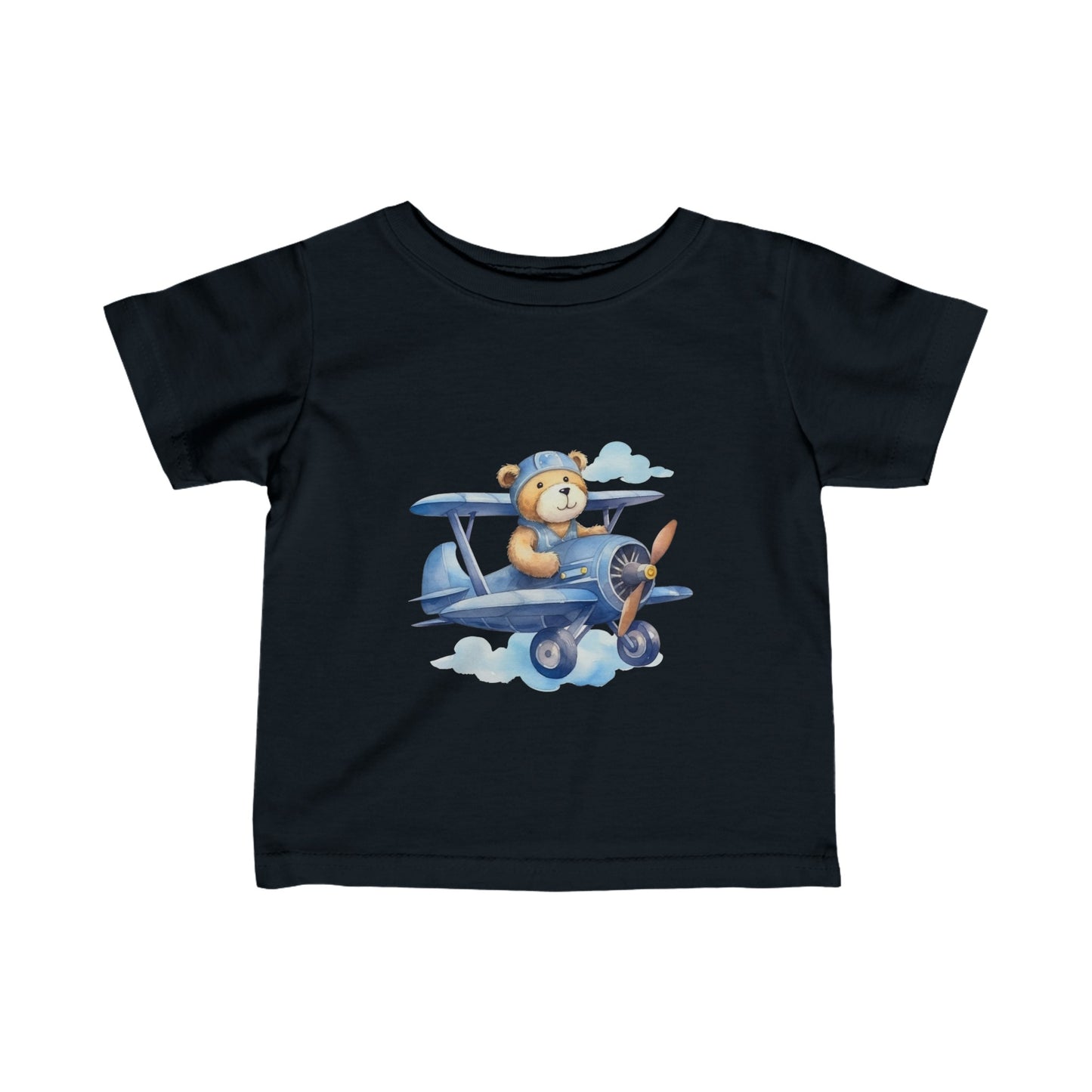 Cute Bear Flying a Airplane Infant Fine Jersey Tee-My Bright Side Clothing