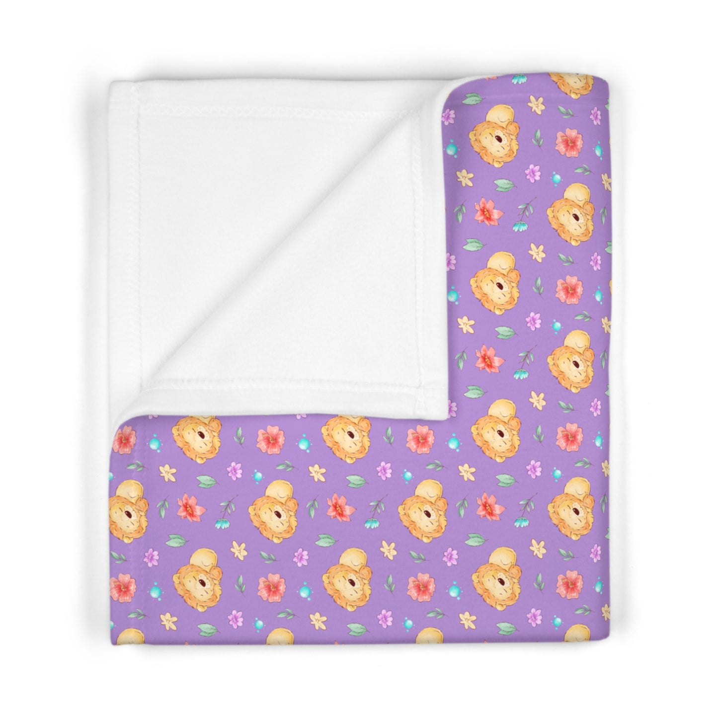 Cute Purple Sleeping Lion Pattern Soft Fleece Baby Blanket-MyBrightSideClothing