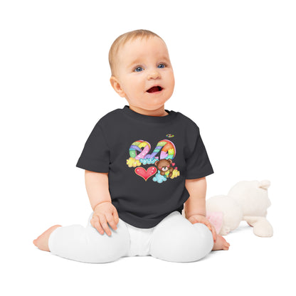 Cute Rainbow Heart Teddy Bear Graphic Baby T-Shirt-mybrightsideclothing.com