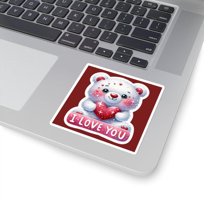 Cute and Sweet Happy Valentines Bear-Kiss-Cut Sticker-My Bright Side Clothing