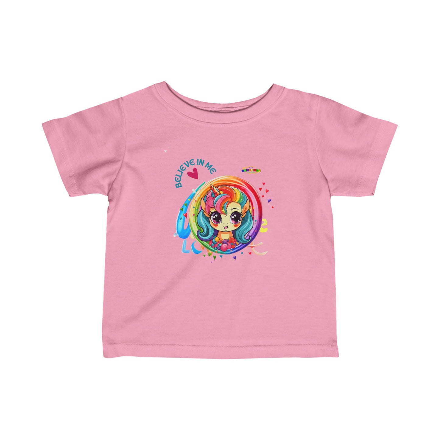 Cute Believe in me Rainbow Unicorn Infant Fine Jersey Tee-My Bright Side Clothing