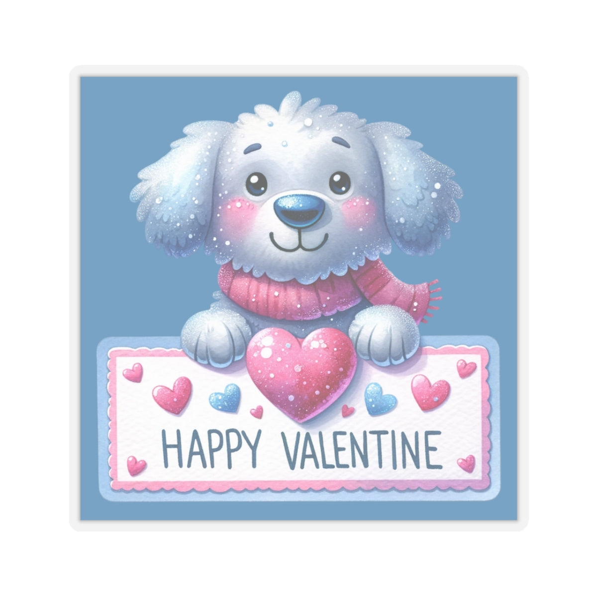 Cute and Sweet Happy Valentines Puppy-Kiss-Cut Sticker-My Bright Side Clothing