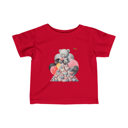 Cute Pastel Teddy \Bear Heart Graphic Infant Fine Jersey Tee-My Bright Side Clothing