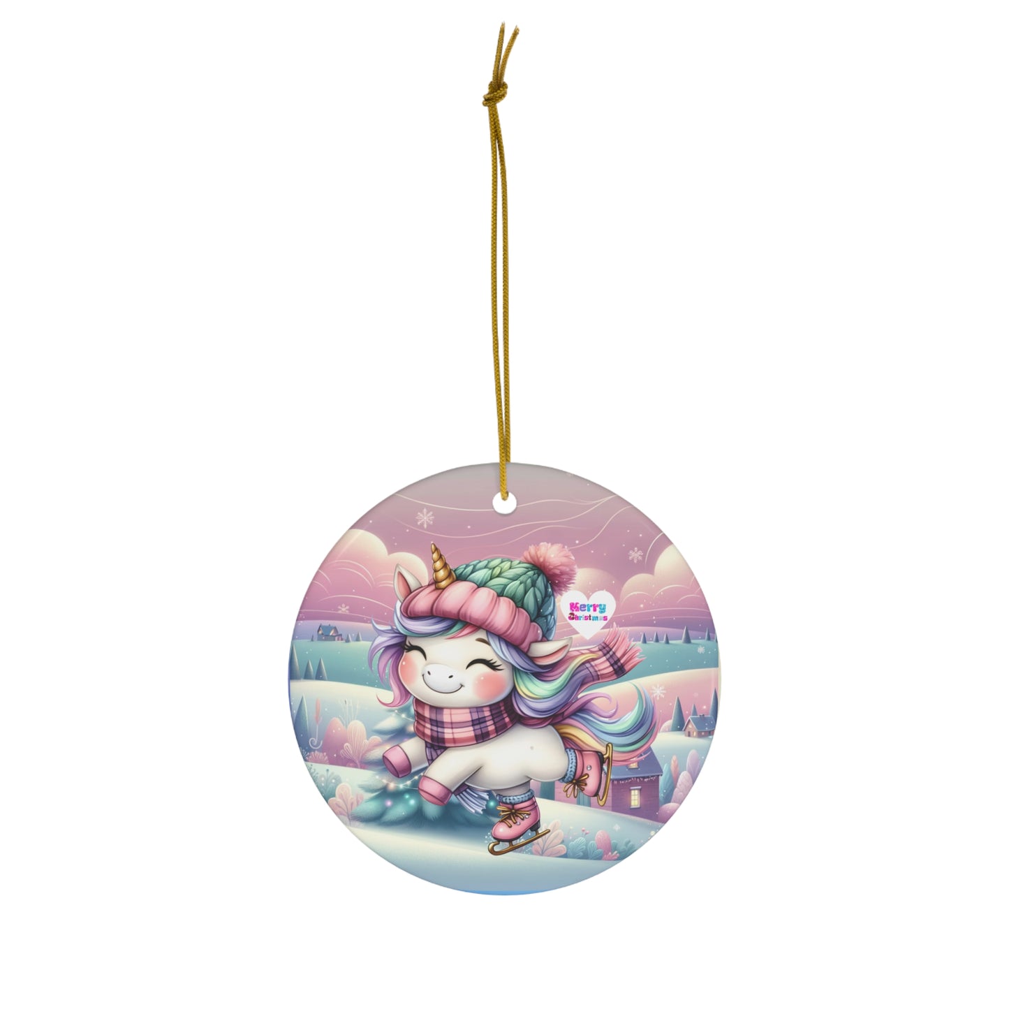 Cute Pastel Baby Unicorn Christmas Ceramic Ornament--My Bright Side Clothing