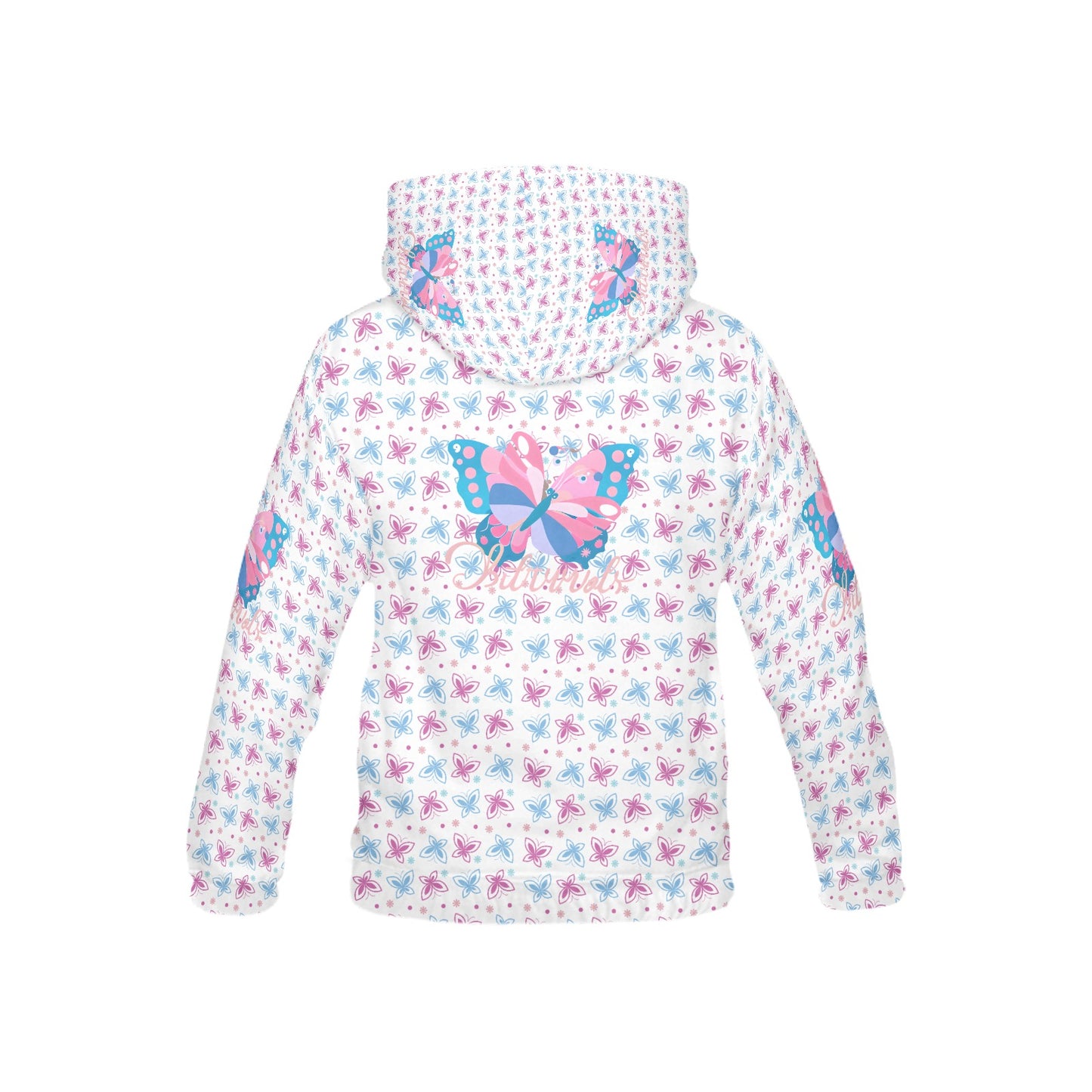 Beautiful Pastel Pink and Blue Butterfly Graphic and Pattern Children's Hoodie-My Bright Side Clothing