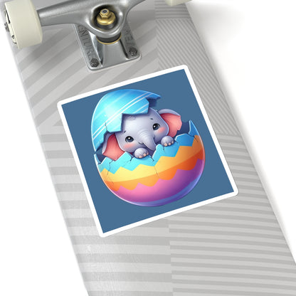 Cute and Sweet Little Elephant Easter Egg -Kiss-Cut Sticker-My Bright Side Clothing