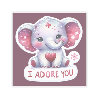 Cute and Sweet Happy Valentines Elephant-Kiss-Cut Sticker-My Bright Side Clothing