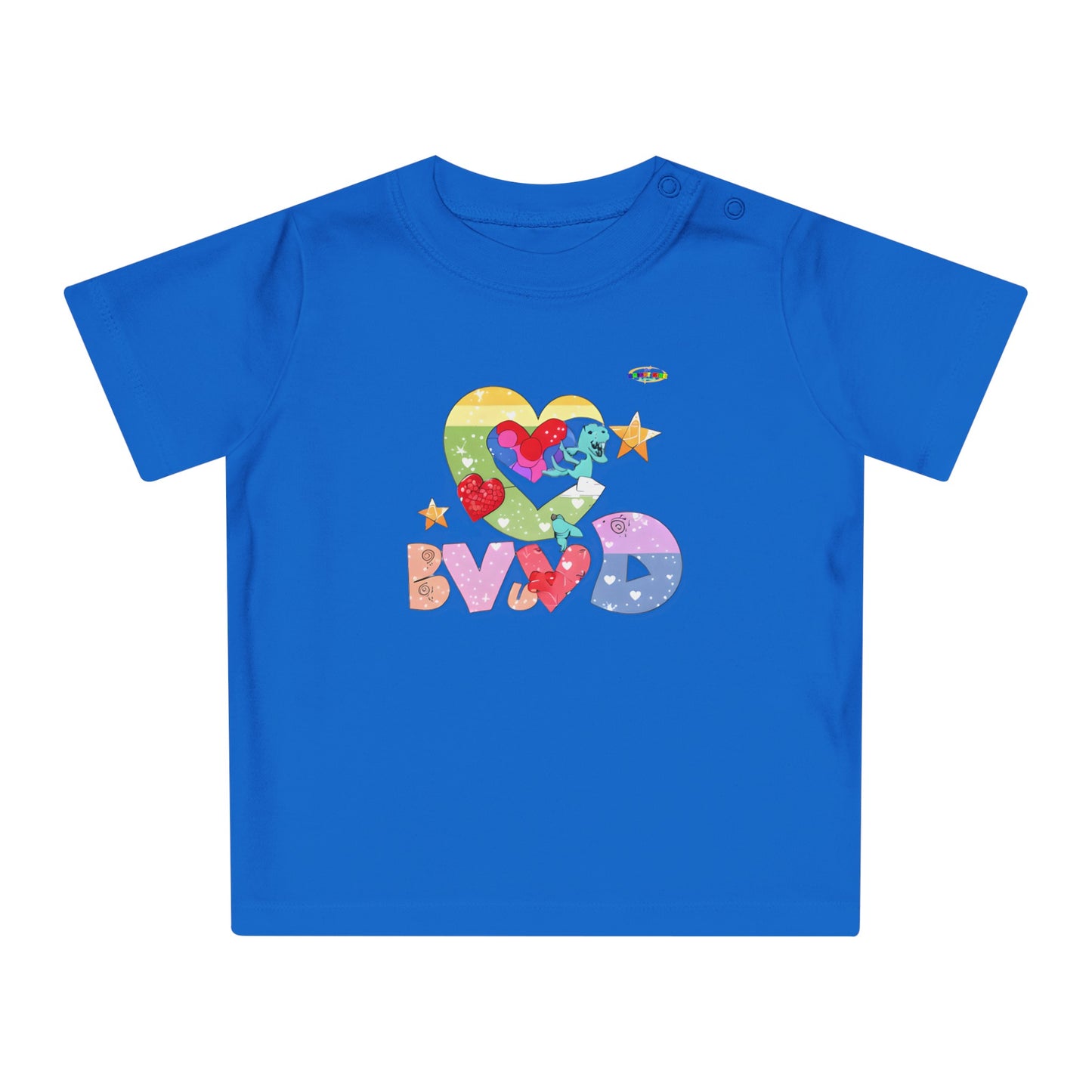 Cute Roaring Love Dino Graphic Baby T-Shirt-mybrigtsideclothing.com