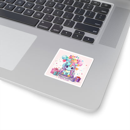 Cute Happy Birthday Pastel Unicorn Kiss-Cut Sticker--My Bright Side Clothing